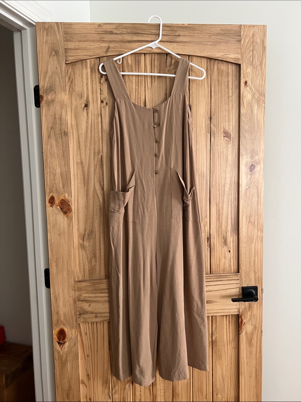 Kori Tan Button-Front Midi Dress with Pockets